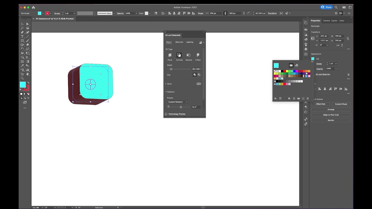 Adobe Illustrator - 3D efekti - Extrude