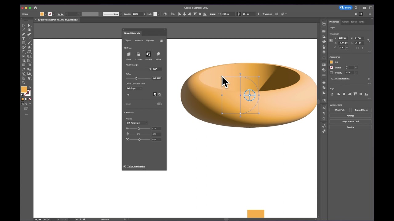 Adobe Illustrator - 3D efekti - Revolve