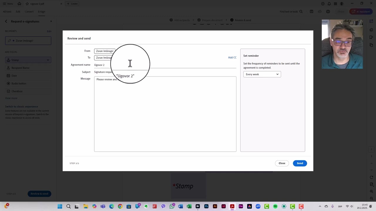 Adobe Signe - E-Potpis - Request eSignature