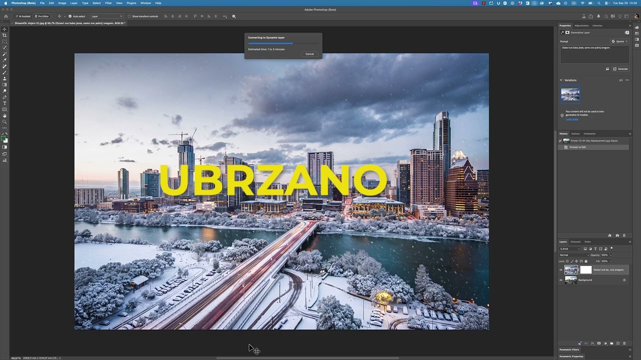 Photoshop -  Dinamički slojevi: podešavanje generisanog efekta (Beta)