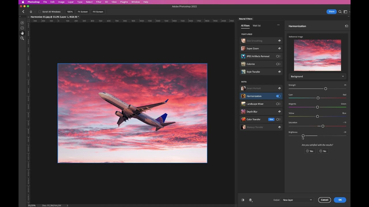 Adobe Photoshop - Neuralni filteri - Harmonization