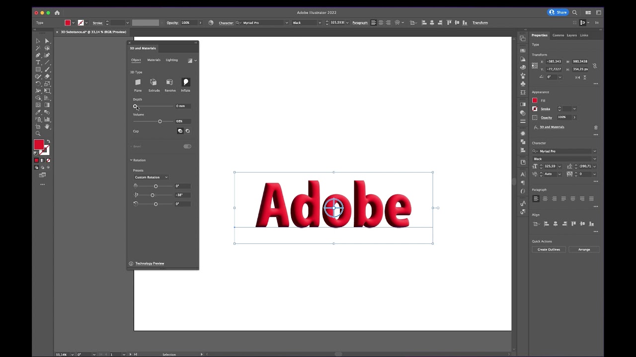 Adobe Illustrator - 3D efekti - Inflate