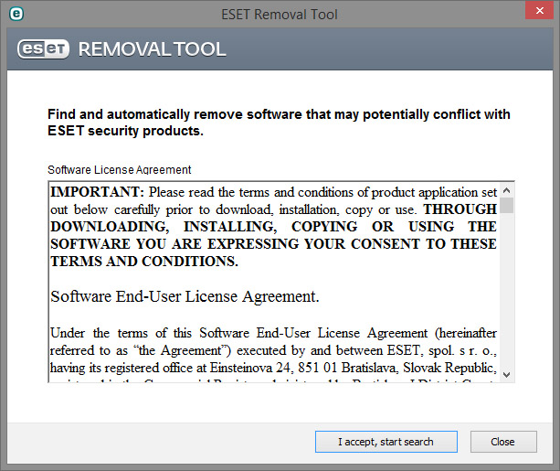 Eset removal tool