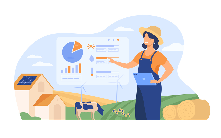 Happy female farmer working on farm to feed population