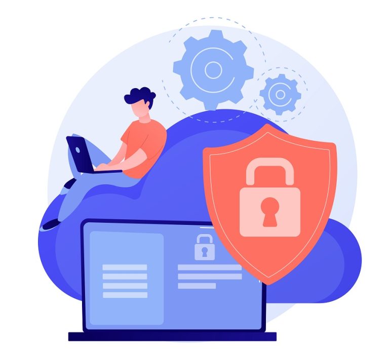 Cloud computing security abstract concept vector illustration.