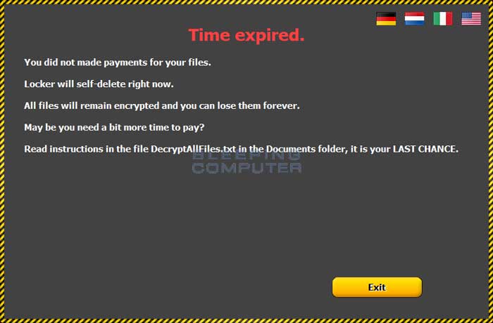 Time Expired Screen